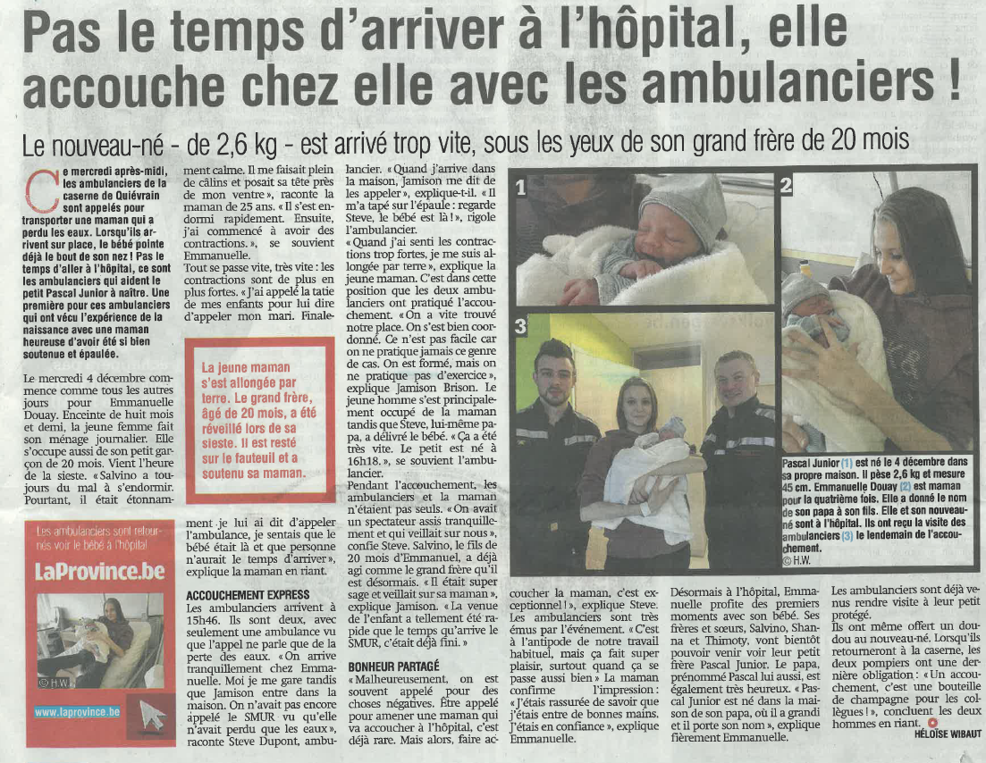 « Pas le temps d’arriver à l’hôpital, elle accouche chez elle avec les ambulanciers ! »